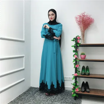 

Muslim Long Robe Gowns Sashes Tunic Jilbab Jalabiya Middle Lace Maxi Dress Abaya Inner Full-length East Ramadan Arab Islamic