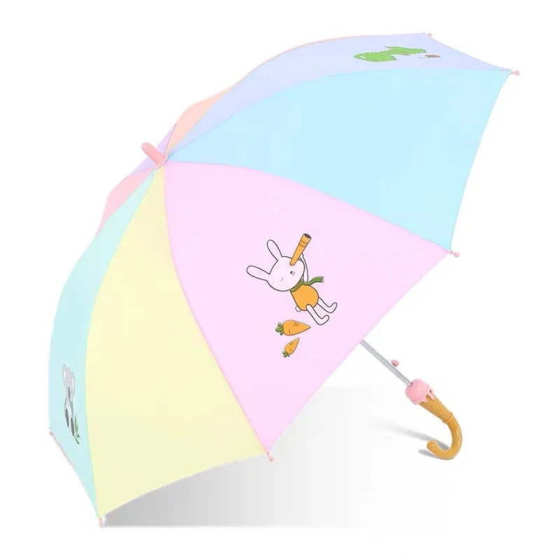 Детский зонтик, детский зонтик с длинной ручкой и изображением животных, милый зонтик для мальчиков и девочек, защита от солнца, детские инструменты