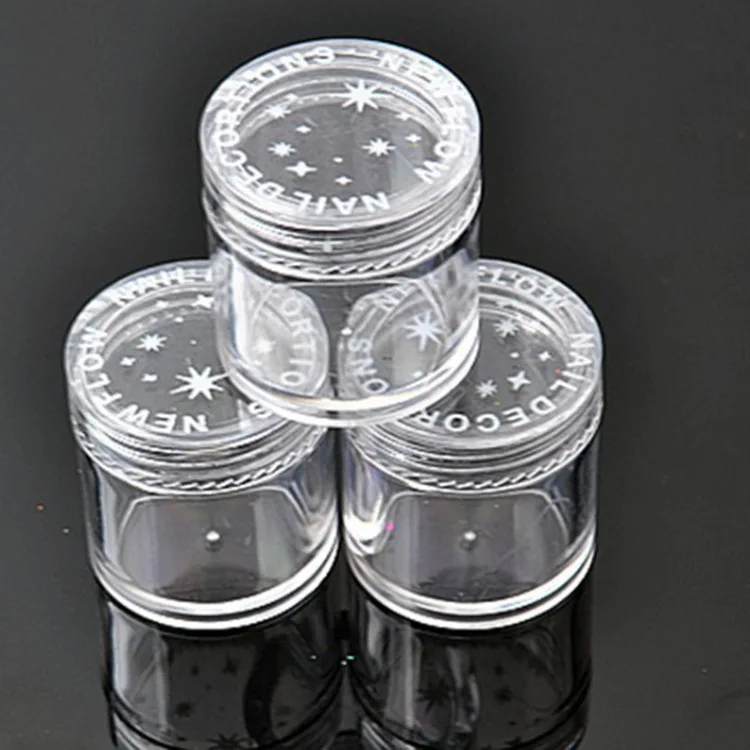 

2pcs*10g Clear Round Strong bottle jars pot container empty cosmetic plastic sample container for nail art storage.