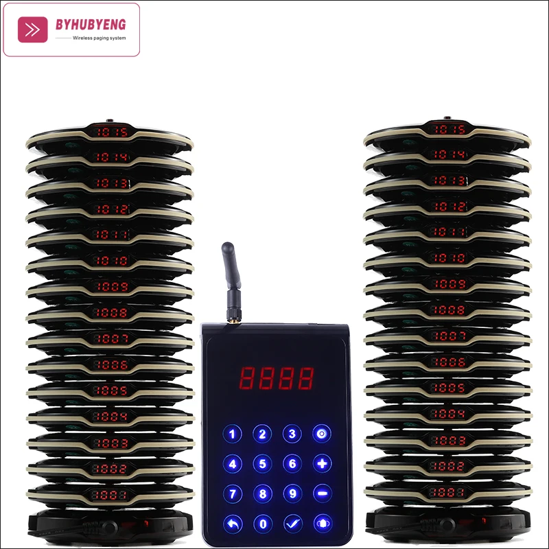 BYHUBYENG Pager System For Restaurants Guest Paging System Restaurant Factory Outlet CE FCC FM 3KM Waiter