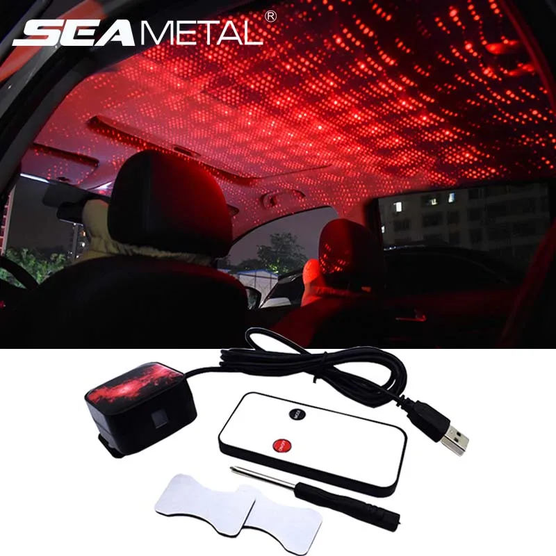 

12V LED Car Ambient Lights USB Interior Roof Star Atmosphere Light Automobiles Projector Decorative Star Romantic Accessories