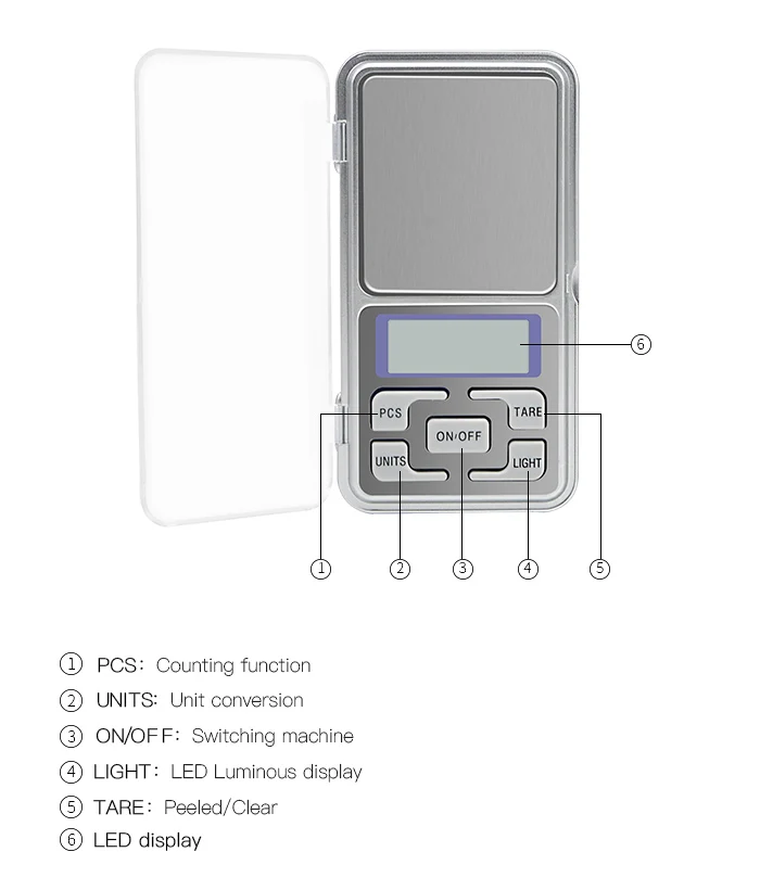 Köksvåg Digitala smycken 200/500 g 0.01 g Hög precision Bakgrundsbelysning LCD-skärm Mini Pocket Pulver Medicin Gram Bakning Väg