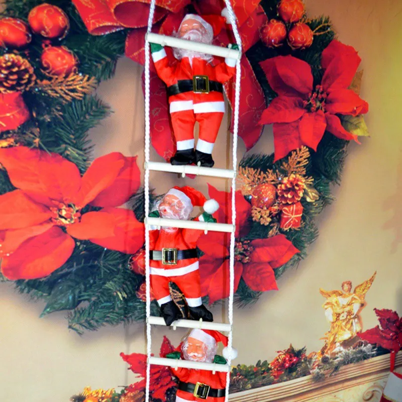 Рождественская подвесная лестница Рождественский Санта Клаус кукла дерево Новогоднее украшение висячие украшения - Цвет: 25cm 4 person