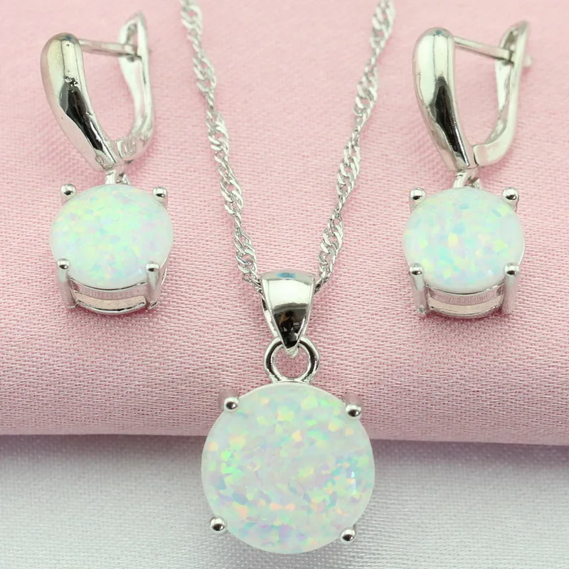 Comprare Fantastic Bianco In Australia Opal Argento Placcato Gli Insiemi Dei Monili Bigiotteria Orecchini di Goccia Pendente Collana Per Le Donne Contenitore di Regalo Libero
