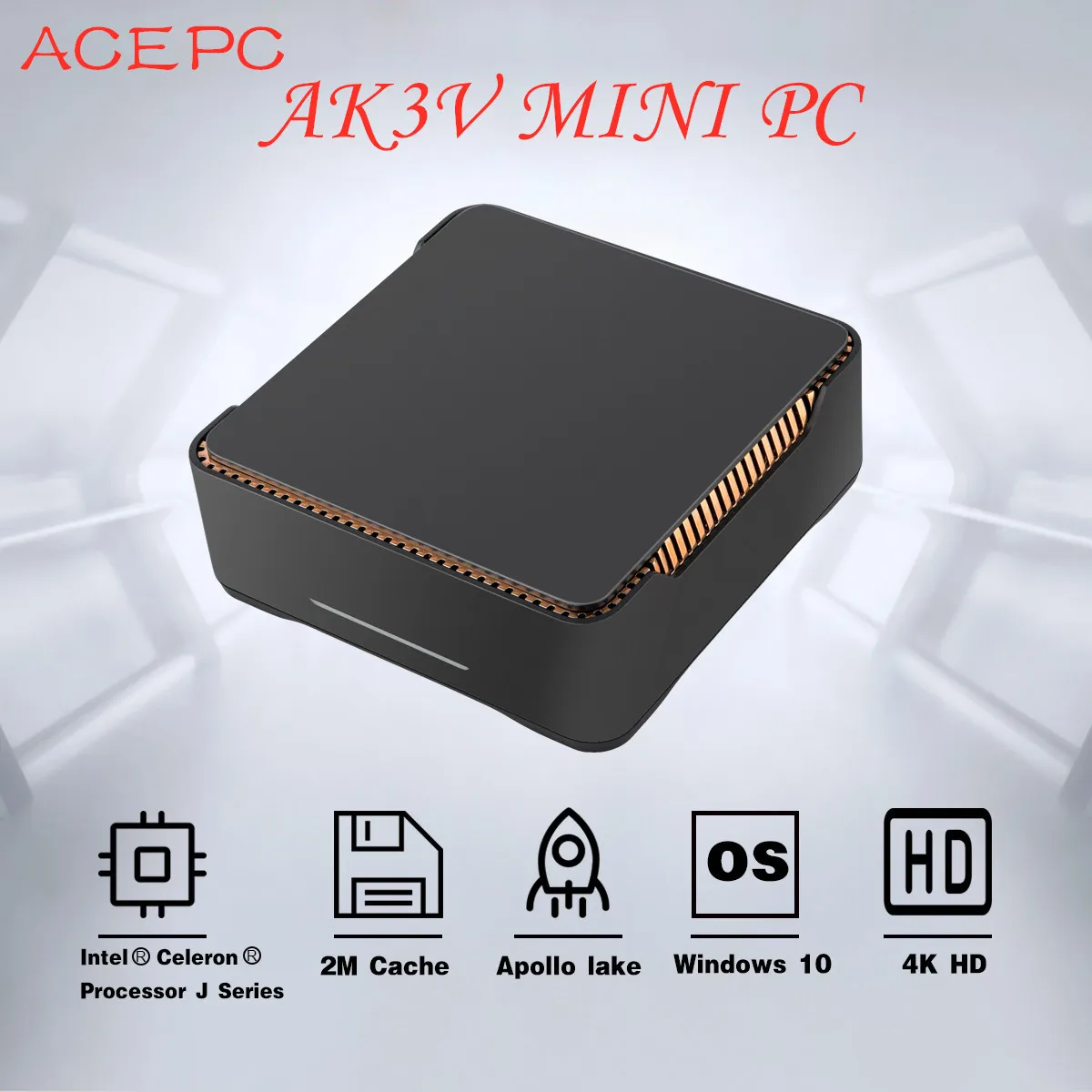 

AK3V Mini PC Win 10 Intel Celeron J3455 Quad Code 6GB/64GB Windows 2.5 Inch HDD HDMI VGA 2.4GB/5GB Dual WIFI 1000M LAN Nettop PC