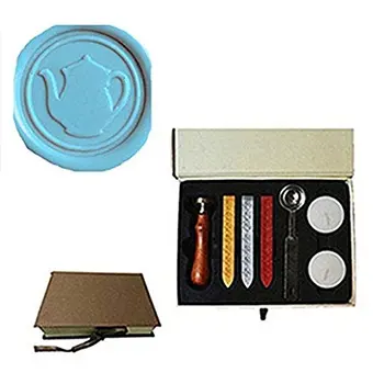 

MDLG Vintage Kettle Custom Picture Logo Wedding Invitation Wax Seal Sealing Stamp Sticks Spoon Gift Box Set Kit