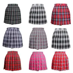 XS-3XL Harajuku 2018 Женская мода лето Высокая талия плиссированная юбка ветер Косплей клетчатая юбка kawaii женские юбки