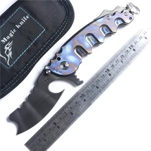 TC4 handle Custom Large steel ball bearing Folding Knife Titanium Camping Hunting Survival Knives Outdoor EDC Tools man of war