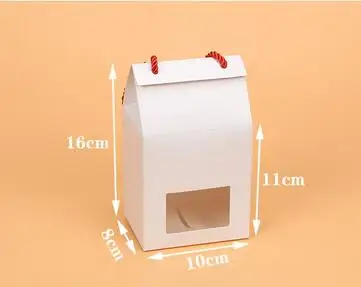 Qi новая коробка для конфет из крафт-бумаги с прозрачным окном белая упаковка для печенья с ручкой 10 шт./лот подарочная упаковка «сделай сам» черная коробка