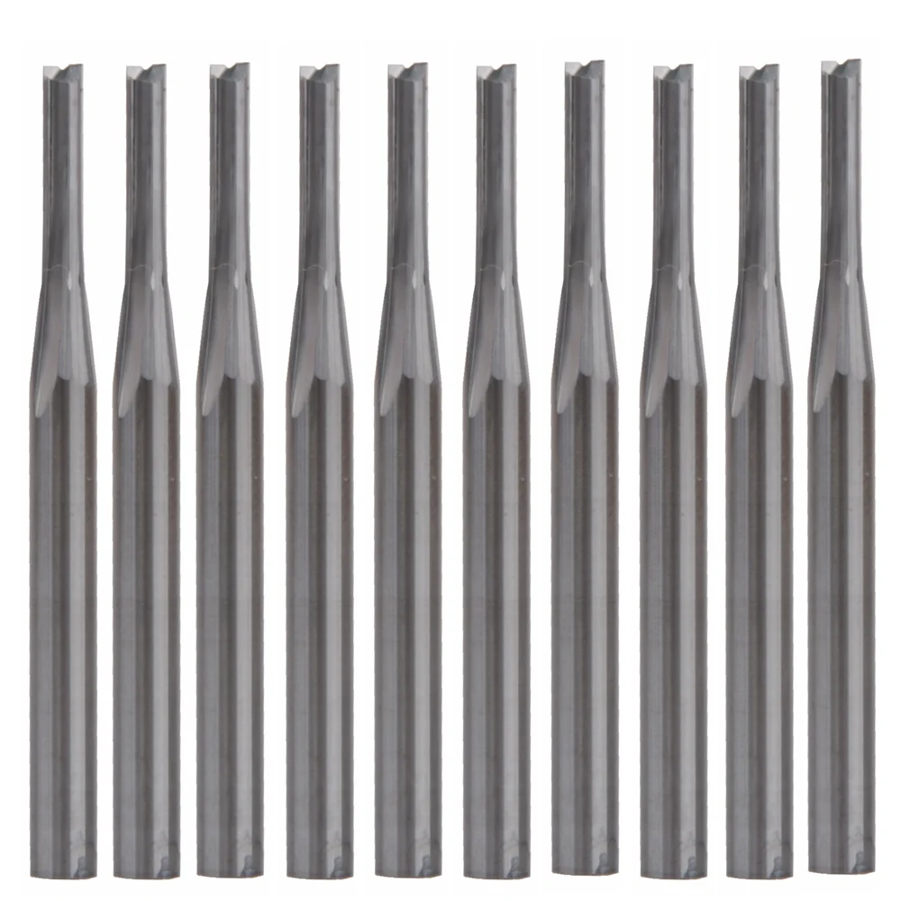 10pcs 3.175X2X8mm Double Two Flute Straight Slot CNC Router Bits For