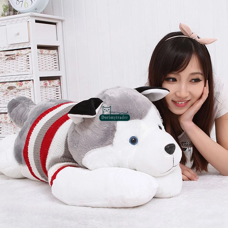 Dorimytrader Hot Item 100cm Big Simulated Animal Husky Dog Plush Toy 39'' Giant Cartoon Dogs Stuffed Doll Pillow Baby Present DY61538 (11)