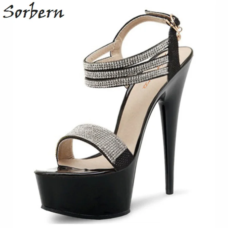 

Sorbern Luxury Party Rhinestone Shoes Sandals Designer Brand Fashion Women Summer Platform Ankle Strap High Heels Ladies Sandals