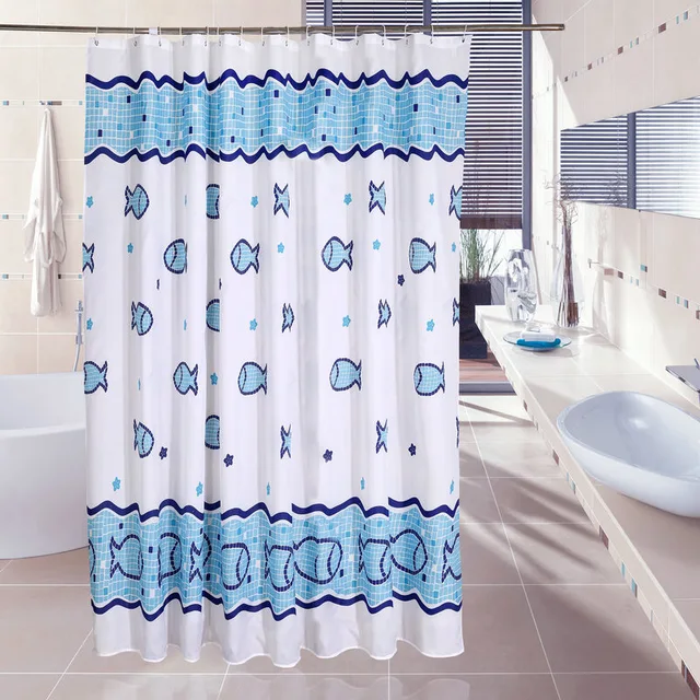 Bathroom Shower Curtain Blue Sea Fish Printing Toilet Parion Bathroom Shower Curtain Blue Sea Fish Printing Toilet Parion Waterproof Mouldproof