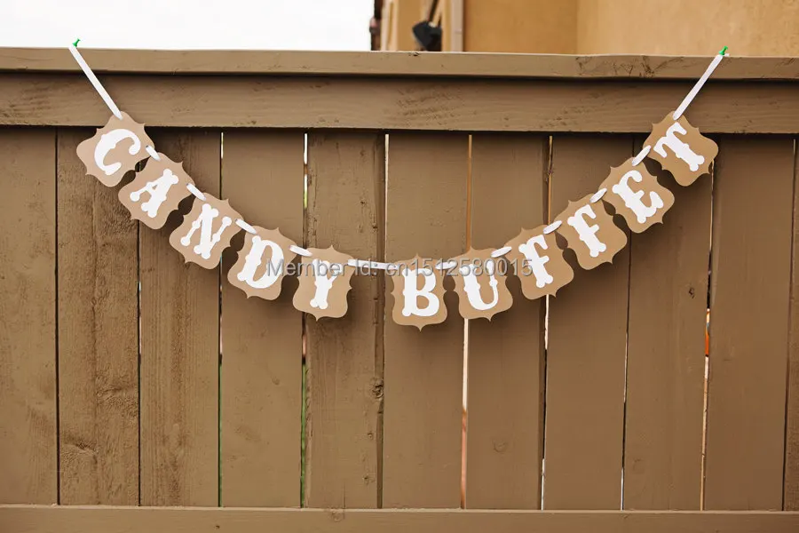 Free Shipping 1 Set Handmade CANDY BUFFET Banner Wedding Photo Props