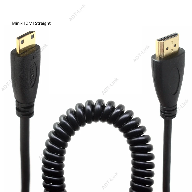 Прямой и левый и правый угловой HDMI Mini HDMI Micro HDMI к HDMI Мужской HDTV растягивающийся пружинный кабель для камеры сотового телефона XOOM TF201 - Цвет: Mini HDMI Straight