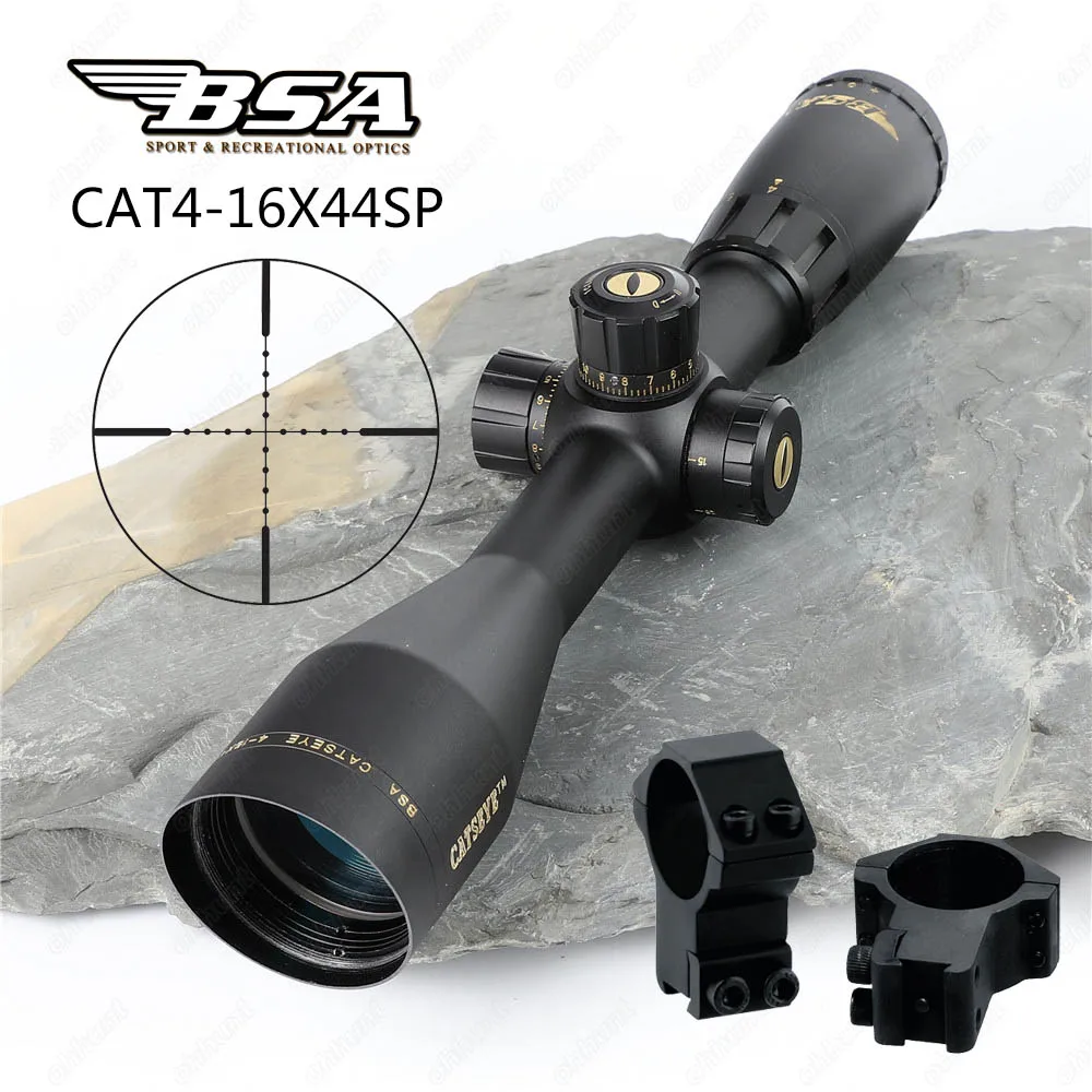 BSA Catseye 4-16X44 SP охотничий винтовочный оптический прицел боковой Параллакс Mil-dot Сетка башенки замок интегрированный Зонт винтовки прицелы - Color: with Dovetail Rings