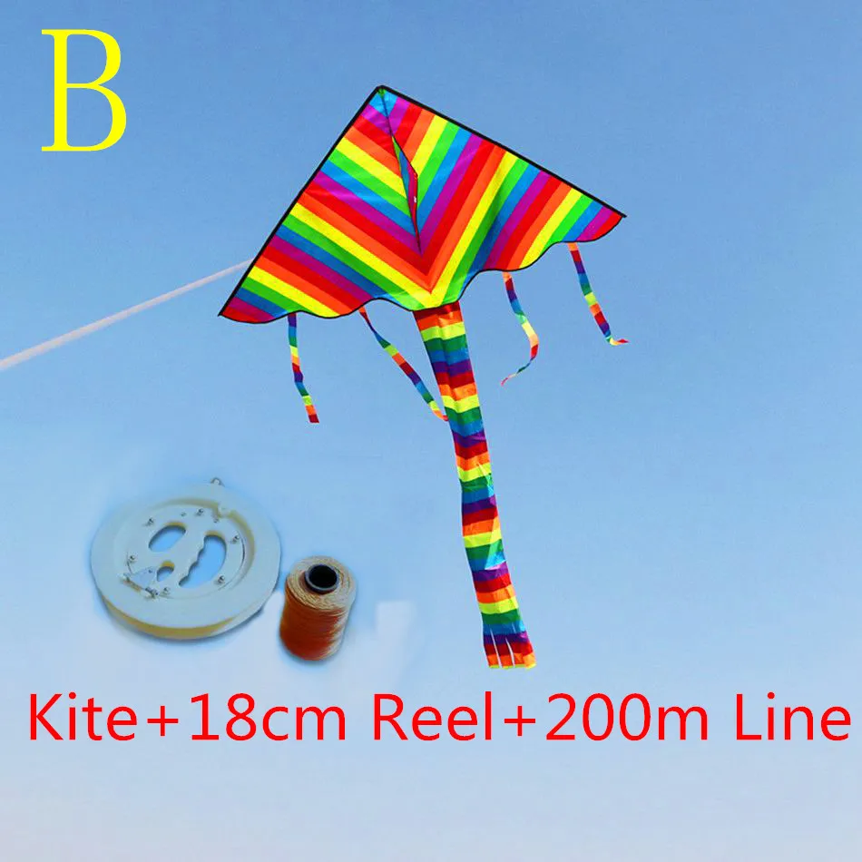 free shipping high quality 3.8m large rainbow kite with handle line
