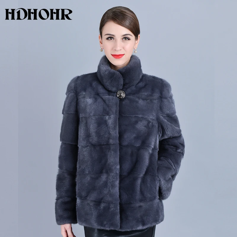 Новинка 2020 шуба из меха норки HDHOHR женские высококачественные Куртки натуральной