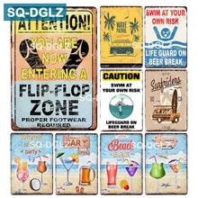 [SQ-DGLZ] Предупреждение ющий слоган номерной знак пляжный бар Настенный декор предупреждение оловянный знак винтажная сёрфинговая металлическая картина "знак" таблички