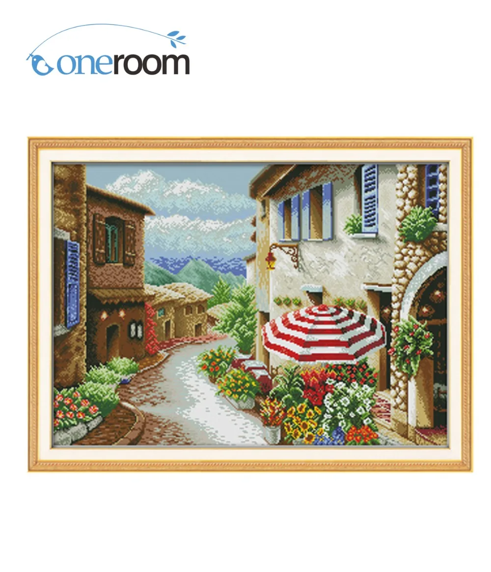 

A street view (4) Counted Cross Stitch 11CT 14CT Cross Stitch Sets DIM Scenic Cross-stitch Kits Embroidery