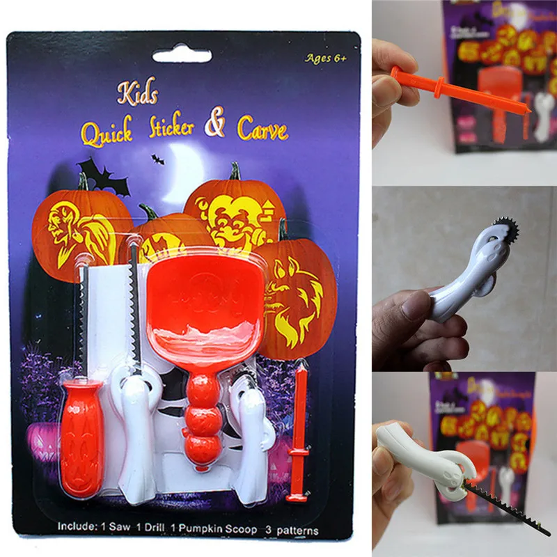 5Pcs Multi function Stainless Steel Engraving Halloween Children Handle