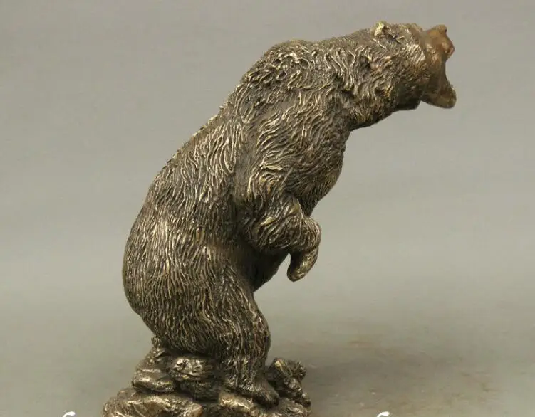 

S0747 14" Chinese Fengshui Bronze Fierce Black Bear Bears Cat Animal Statue Sculpture discount 30% (C0324)