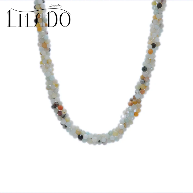 

Lilado Amazonite Twisted Jewelry with 925 Silver freshwater pearl For Women Unique style Necklace used in Party