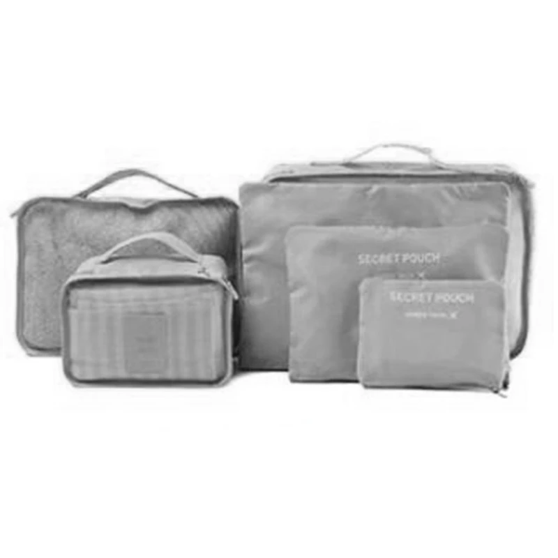 6 шт. водонепроницаемый органайзер для багажа, дорожные сумки, сумки для хранения одежды, чехол, упаковочный чехол - Цвет: Серый