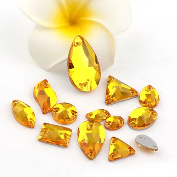 

36Pcs Topaz Mix Shape Mix Size Sew On Rhinestones Flatback Glass Stone For DIY Dress Garment Decoration Accessories