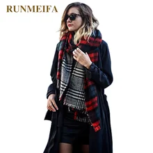 Зимний брендовый Женский кашемировый шарф в клетку, негабаритный, двусторонний, в клетку, многофункциональный, утолщенный, теплый, накидка, шаль