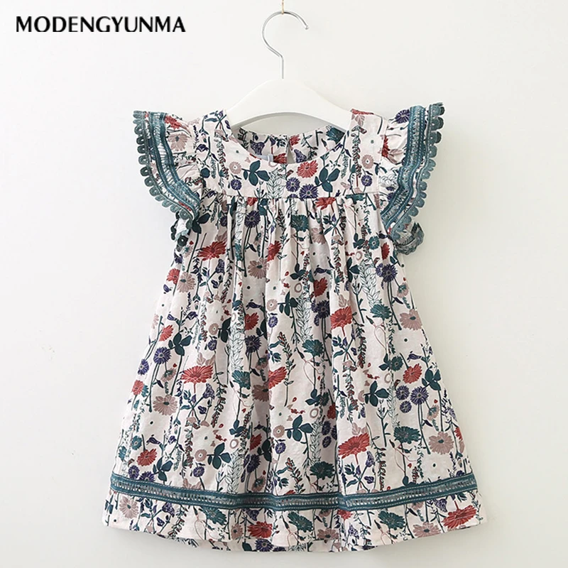 

Nerlero Girl Dress Floral Dress Elegant Flying Sleeve Summer Kid Beach Dress Children Clothing Kids Clothes Party dresses