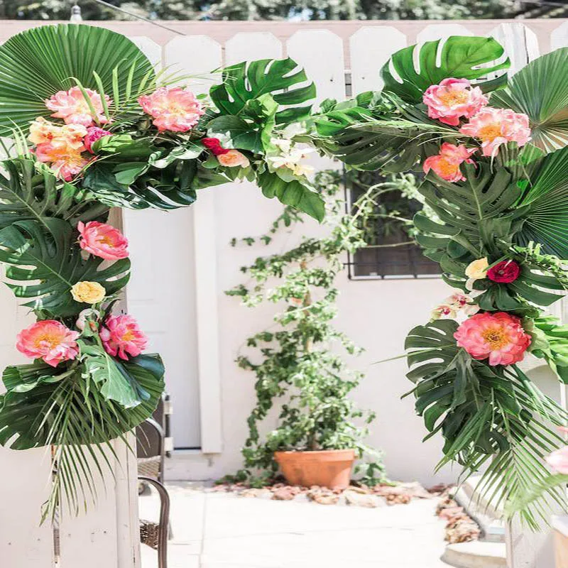 

Hawaiian Wedding Decoration Table Artificial Plants Leaf Garland Eucalyptus Vines Rattan Hanging Tropical Palm Leaves Home Decor
