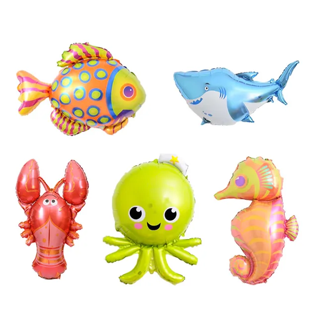 5piecs lot mini ocean fish foil balloons animal balloon for children