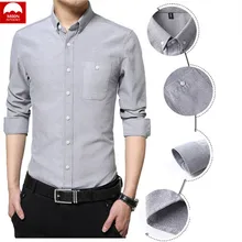 MOON высокое качество Для мужчин рубашки осень сплошной цвет глажению рубашка с длинными рукавами хлопковый в британском стиле Для мужчин рубашка CS-0013