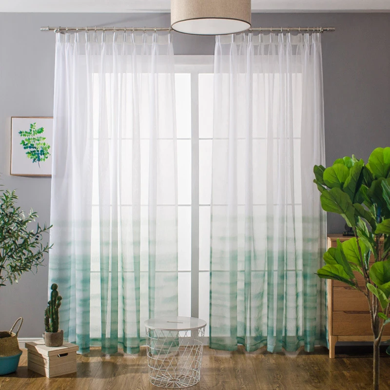 Tiyana скандинавские зеленые отвесные тюлевые шторы для гостиной серые художественные чернила градиентные элегантные оконные экраны панели для декора кухни P278D3