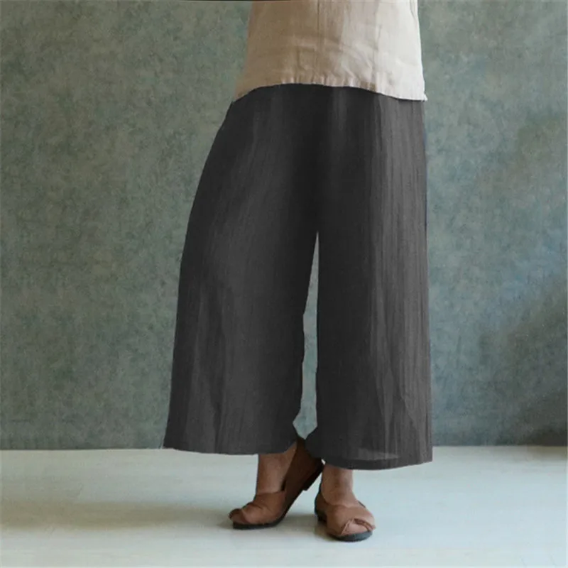 2018 Vintage Palazzo Pants Summer New Casual Women Wide Leg Harem Elastic Waist Lady Turnip Pantalon Pant Long Trousers Baggy Pants