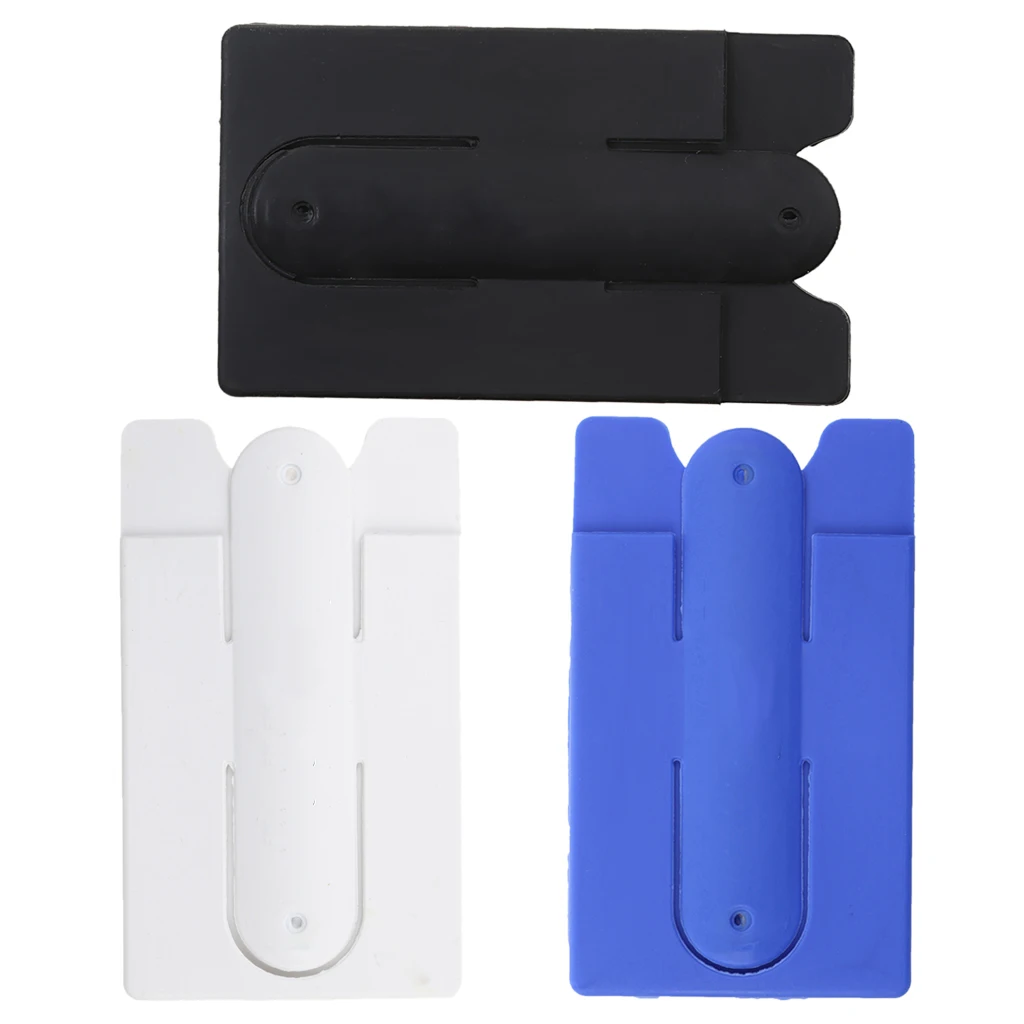 For Cell Phone Adhesive Silicone Back Credit Card Pouch Holder Stand Cute Universal Portable Phone Tablet Stand Holder Durable