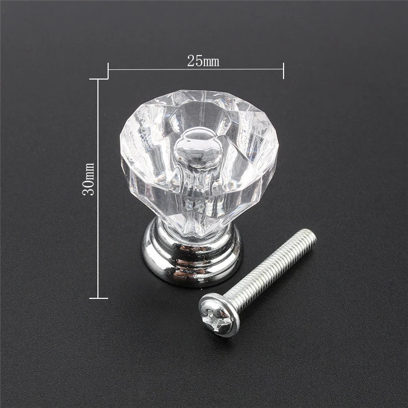 

2017 Acrylic Handle Ball Drawer Knobs Chrome Finish For Furniture Hot 10PCS/LOT 25mm Hardware Handle With Zinc Base SJ-4001