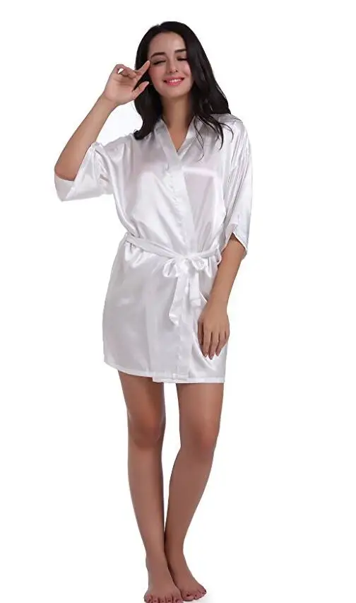 RB85 Maid of Honor Letter Golden Glitter Print Kimono Robes Faux Silk Women Bachelorette Wedding Preparewear Bridal Party Robe