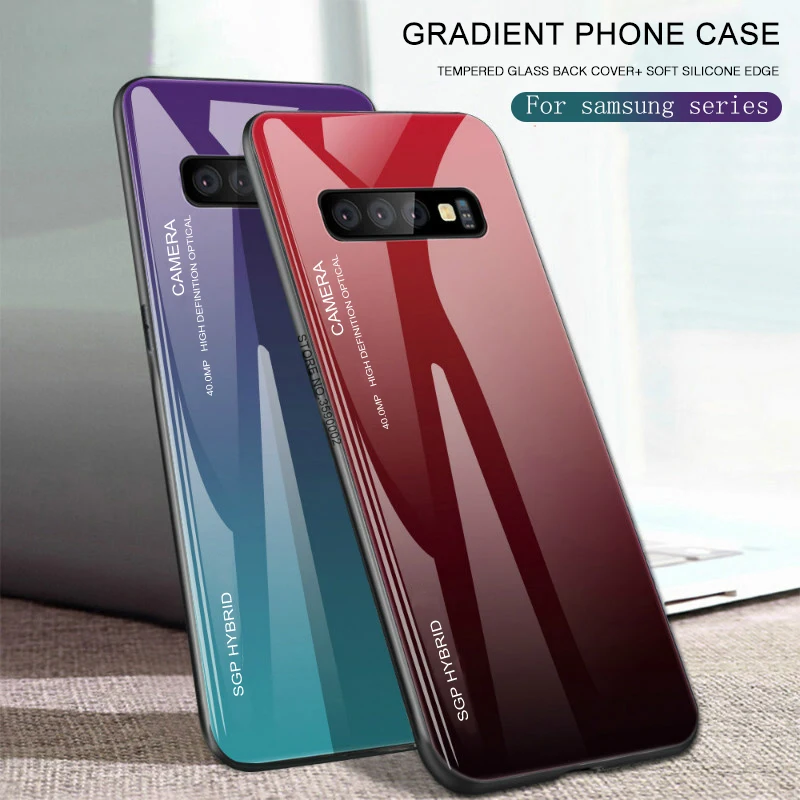 Градиентный чехол для телефона Samsung S10 Plus стеклянная задняя крышка Galaxy S8 S9 s10E Samsun