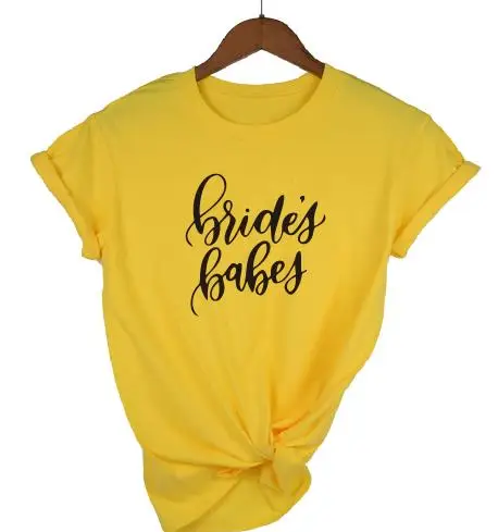 Дизайнерские вечерние девичники для невесты, для невесты, для девушек, для невесты, для детей, для почета, футболка, для свадьбы, подружки невесты, для женщин, командный Топ, повседневный женский - Цвет: yellow t black BABES