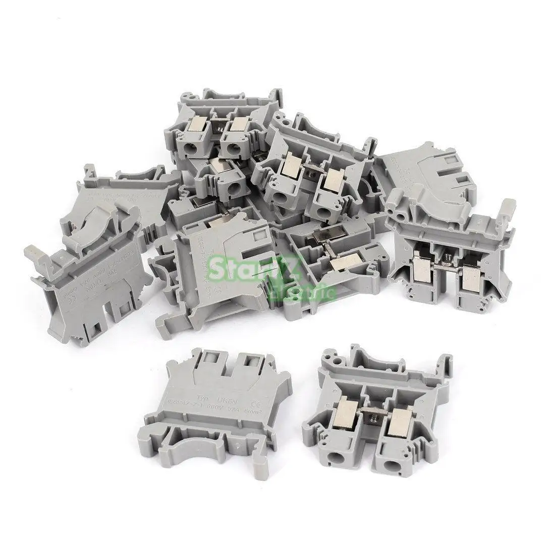

12pcs UK6N gray plastic screw contact Terminal Blocks rail terminal wiring row