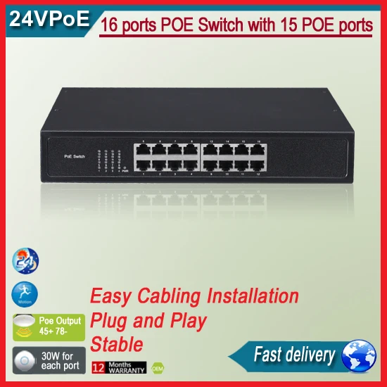 

16 ports 24v POE Switch with 15 POE ports ,power to wireless ap