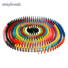 Abbyfank 240 Pcs Rainbow Domino Blocks Wooden Building Colored Learning Educational font b Toys b font