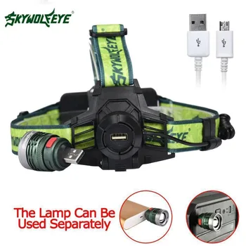 

Zoomable 8500 LM Q5 LED Rechargeable USB Headlamp 2X18650 Headlight 3 Modes Flashlight Waterproof Torch +USB Cable