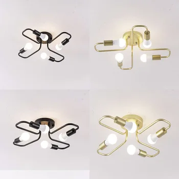 

4 Lights Retro Wrought Iron Chandeliers Lighting Bedroom/Dining Room Vintage Black Chandelier Lamp Fixture