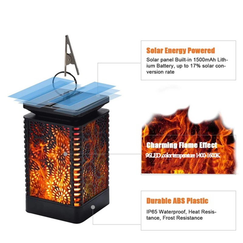 

Solar Flame Light Flashing Dance Flame Decorative Lantern Waterproof Decorative Courtyard Garden Channel Landscape Light