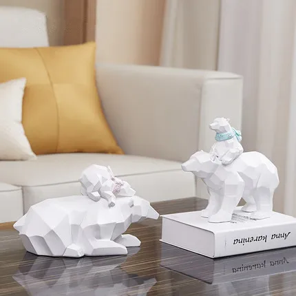 

Nordic minimalist polar bear family four ornaments creative personality modern living room home room decoration furnishings