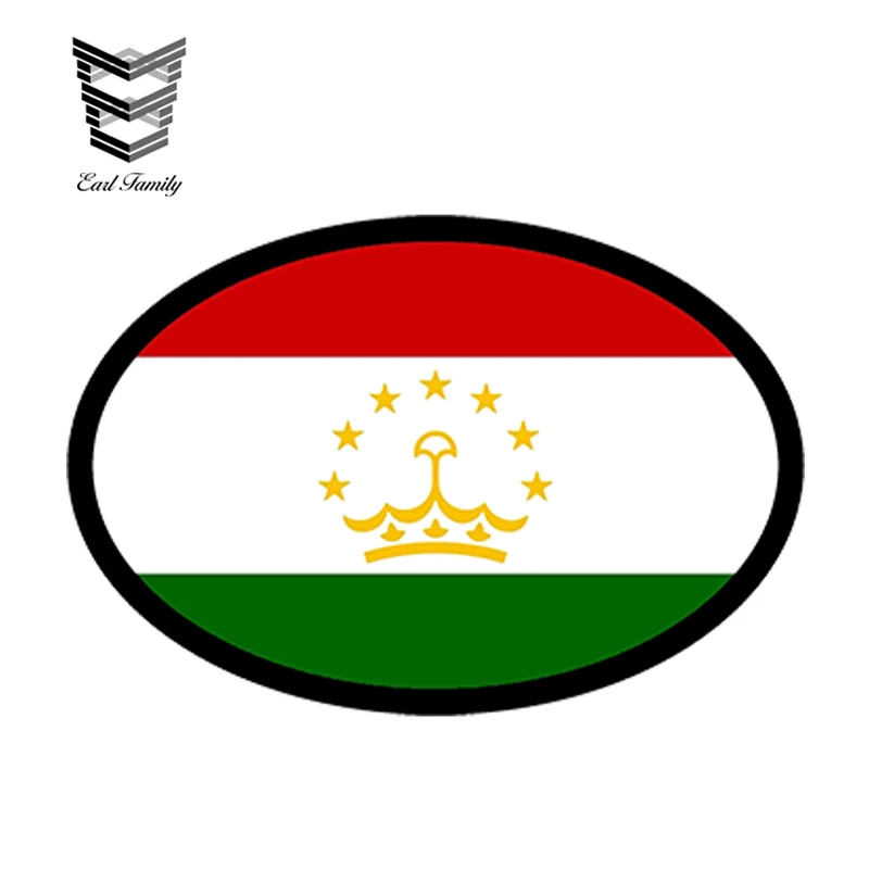 

EARLFAMILY 13cm X 8.8cm Car Styling TAJIKISTAN Flag Oval CAR STICKER Bumper Decal Helmet Laptop Waterproof Windows Accessories