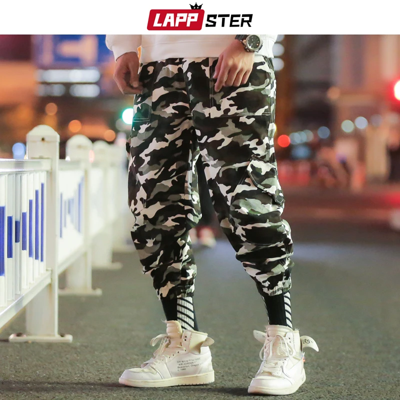 

LAPPSTER Hip Hop Cargo Pants Men Camo Joggers 2019 Overalls Mens Japanese Steetwear Sweat Pants Loose Track Pants Baggy Trousers